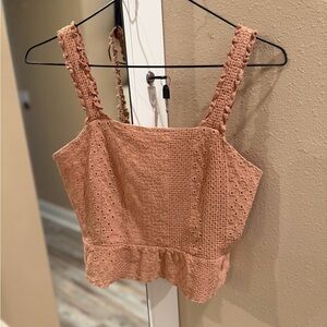 Elegant Crochet Lace Crop Top in Tan